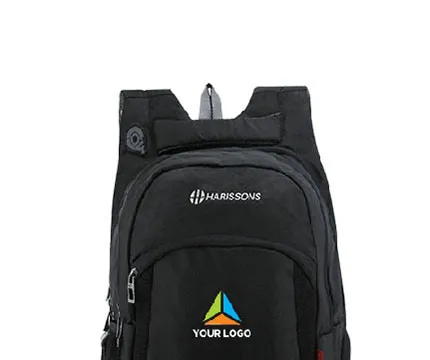 Black duffel bag with logo