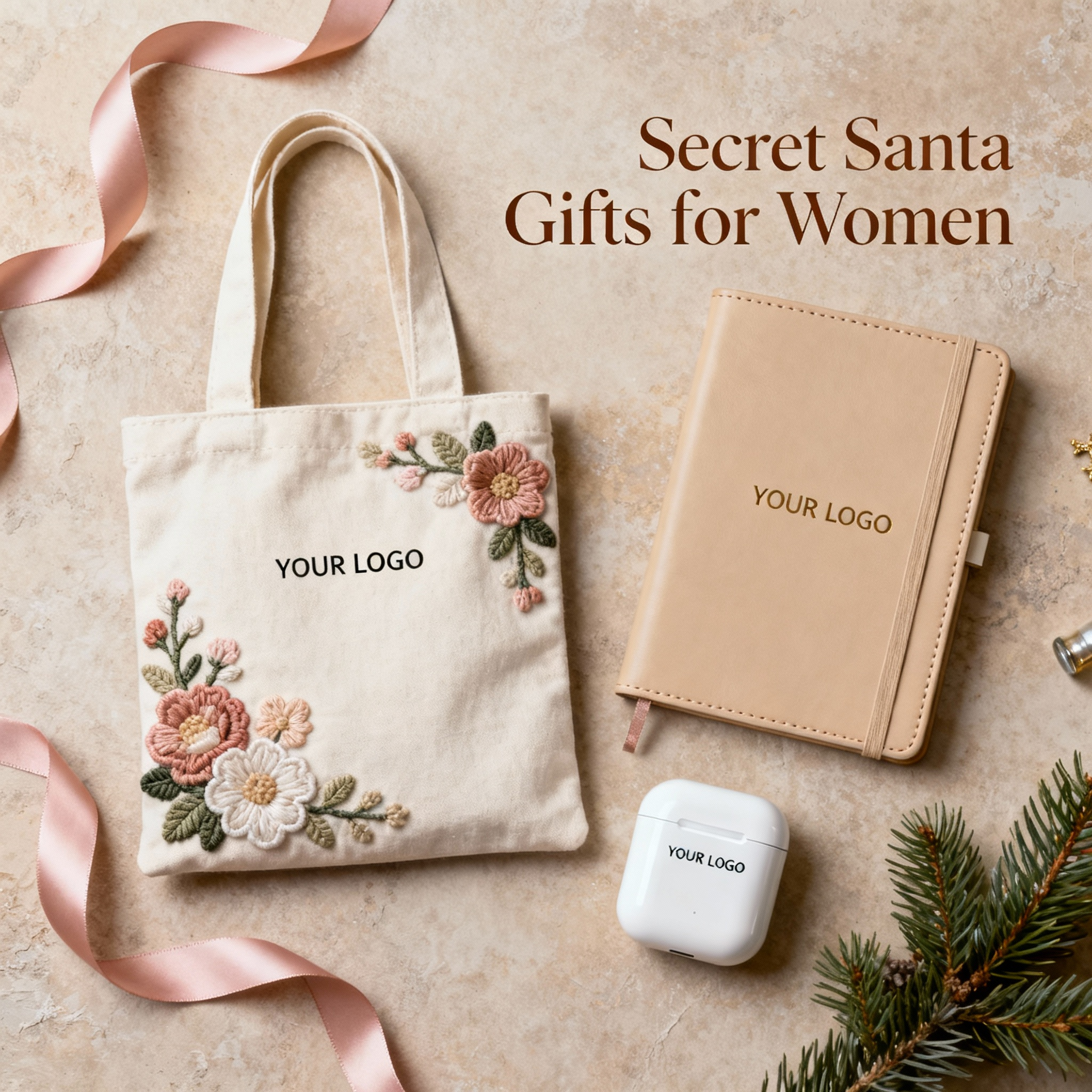 Custom Secret Santa Gifts for Women with Logo and Name