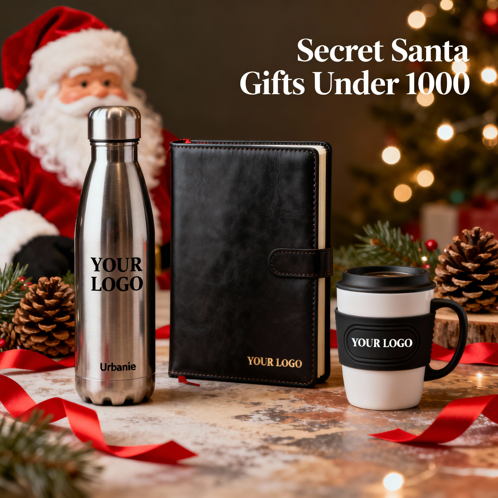 Custom Secret Santa Gifts Under 1000 with Logo and Name