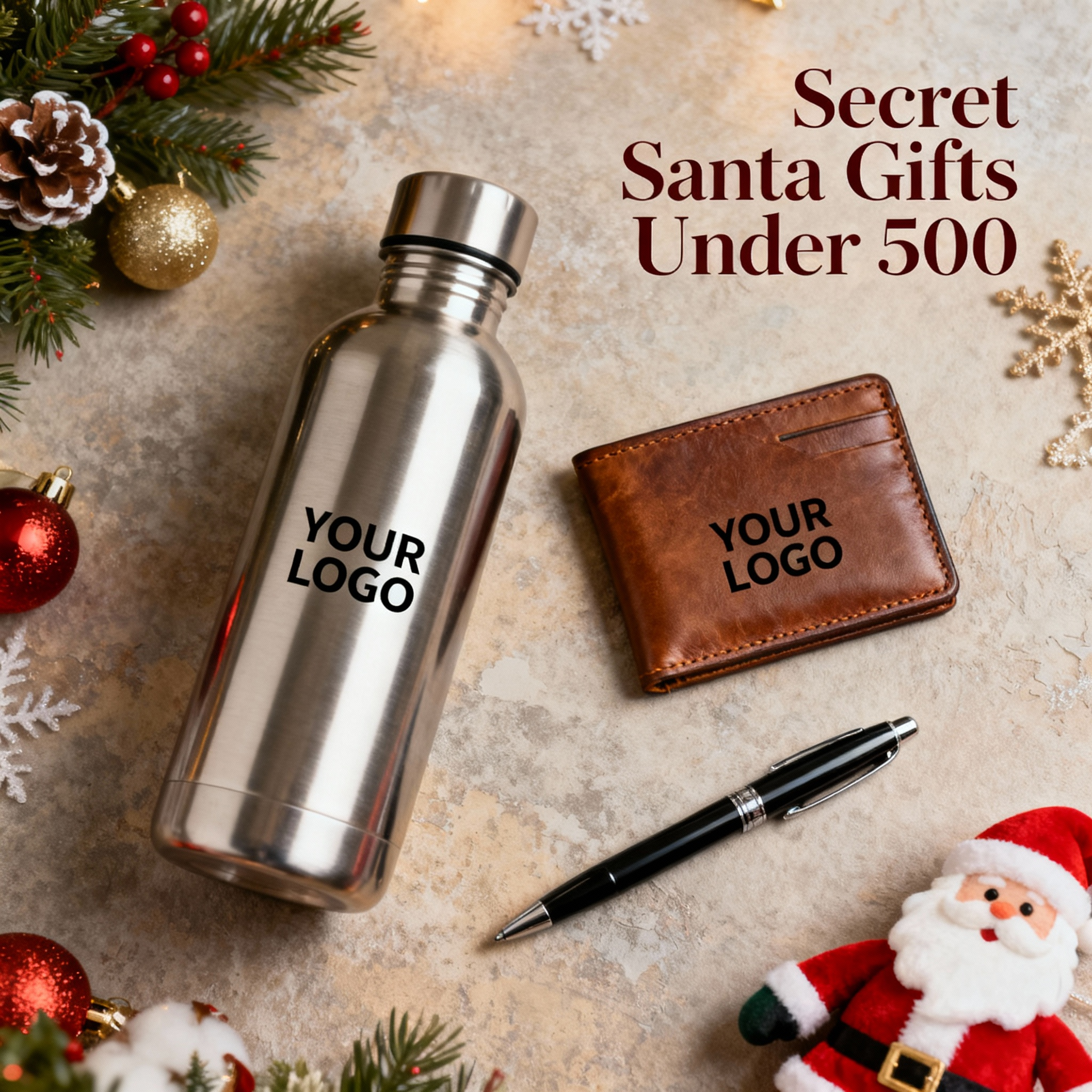Custom Secret Santa Gifts Under 500 with Logo and Name